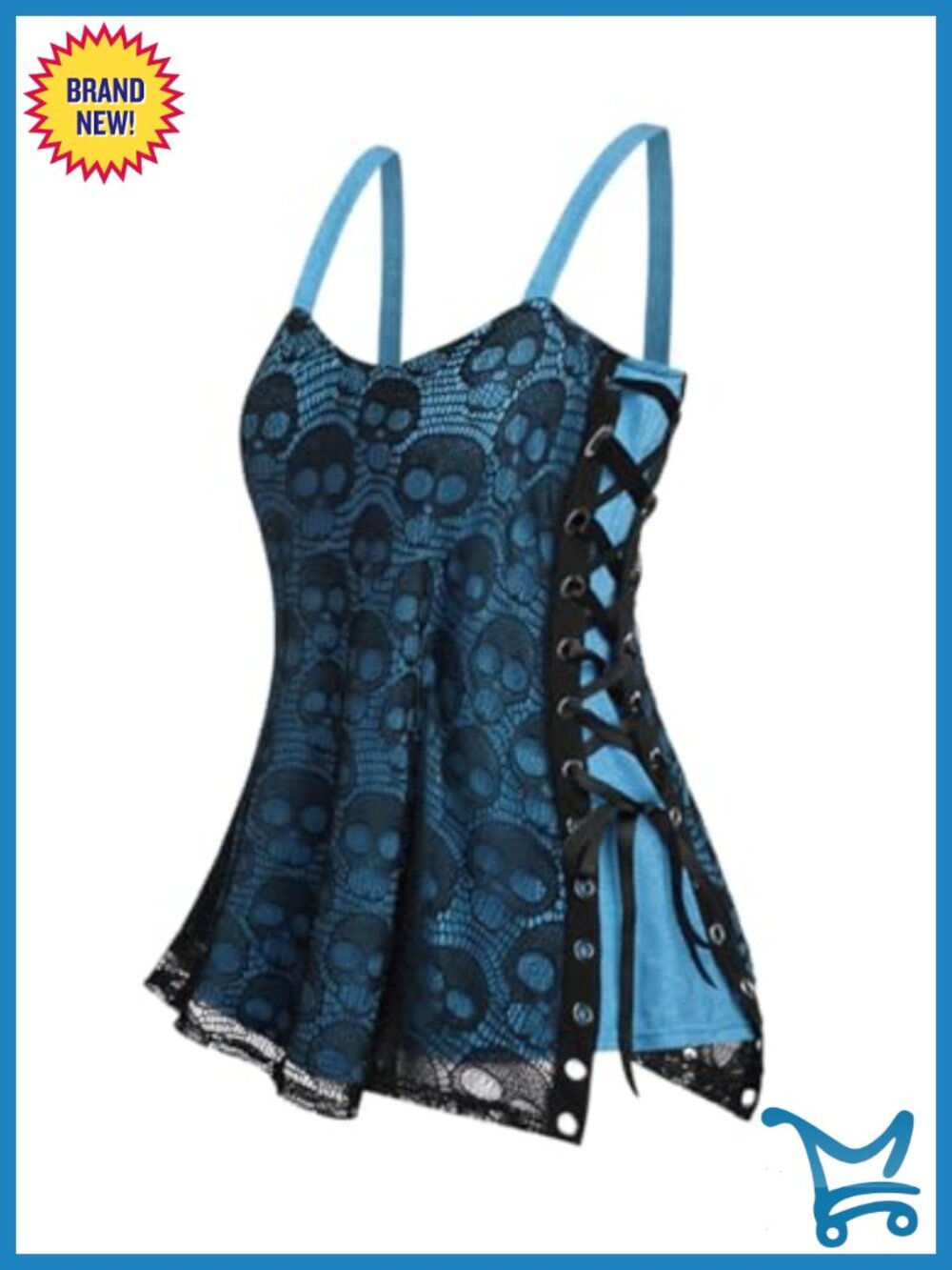 Plus Size Gothic Skull Lace Overlay Tank Top Sleeveless Cosplay